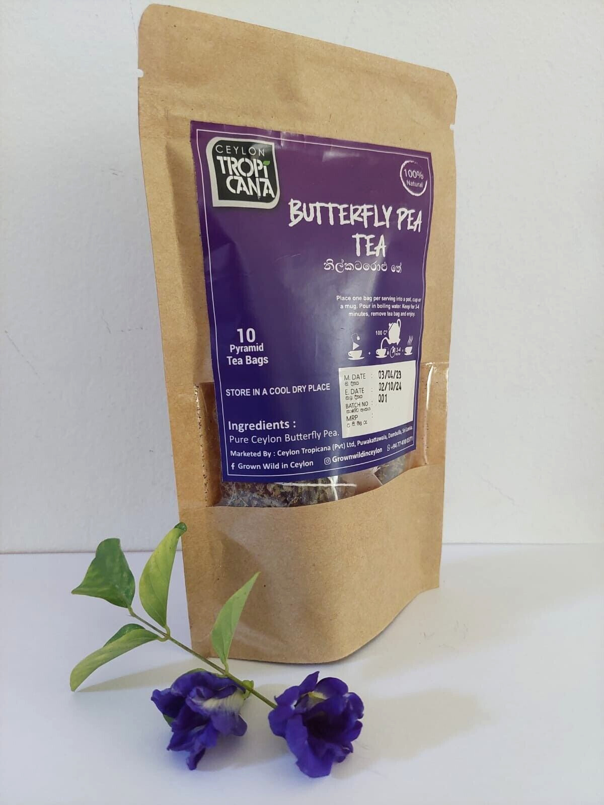 10 Tea Bags Dried Butterfly Blue Pea Flowers Tea-100% Pure Natural Healthy Drin