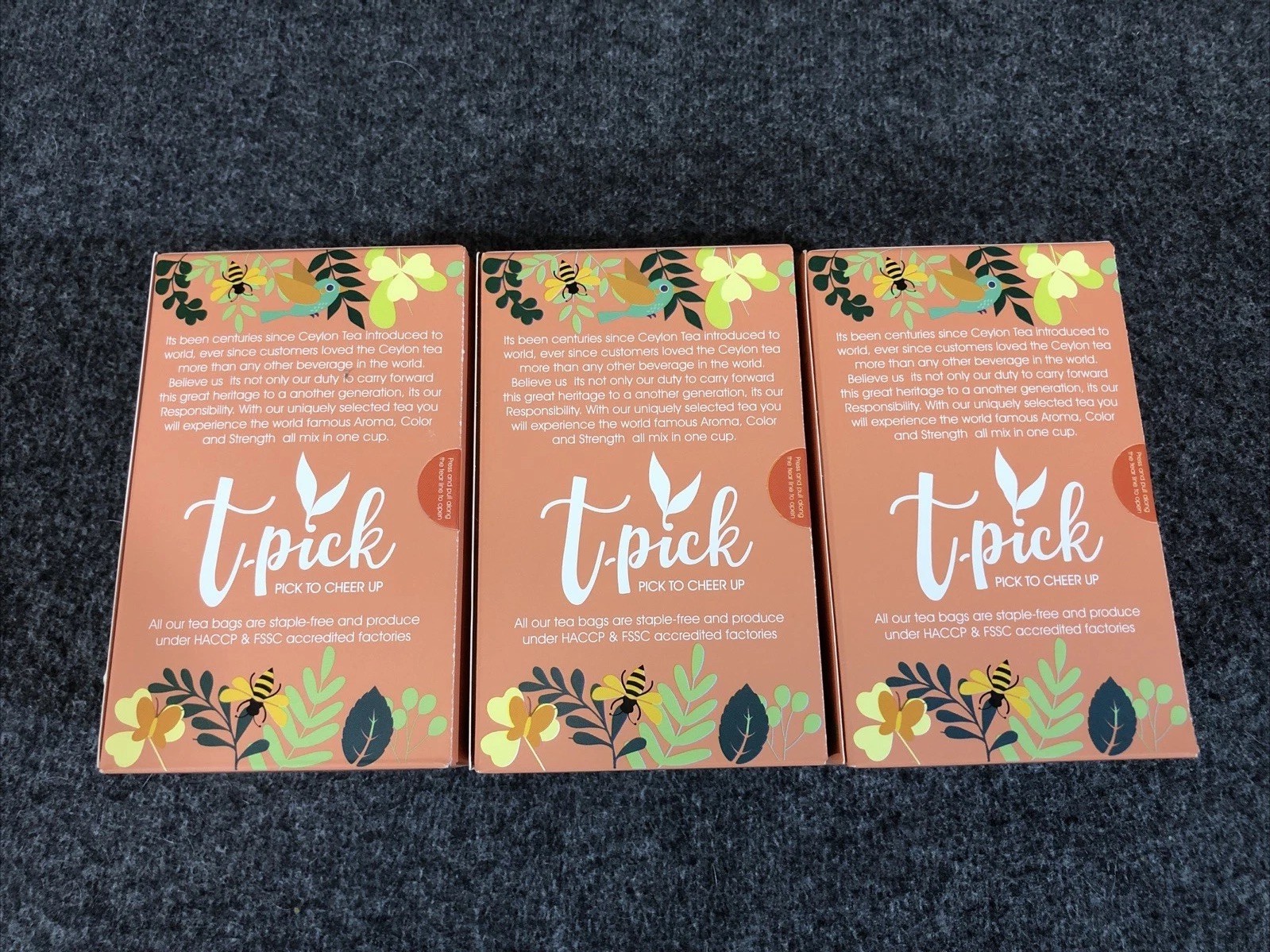 3 PACK ~ T-PICK BLACK TEA PEACH Premium Ceylon Tea Bags 60 Bags Total NEW!!!