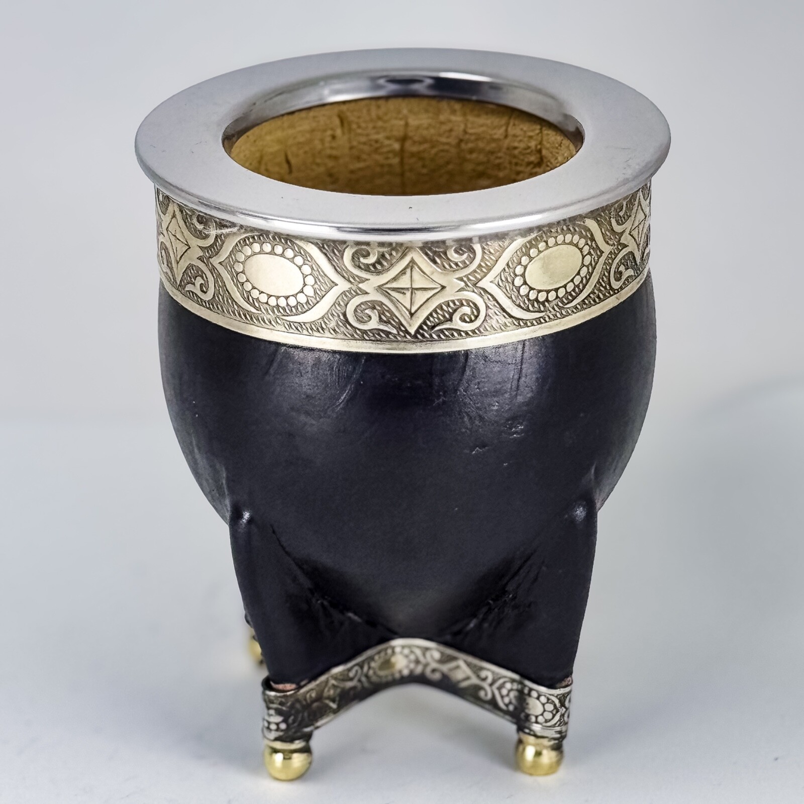 Taza/Mate Imperial Gourd with Alpaca Legs and Bronze Balls High Quality + Straw