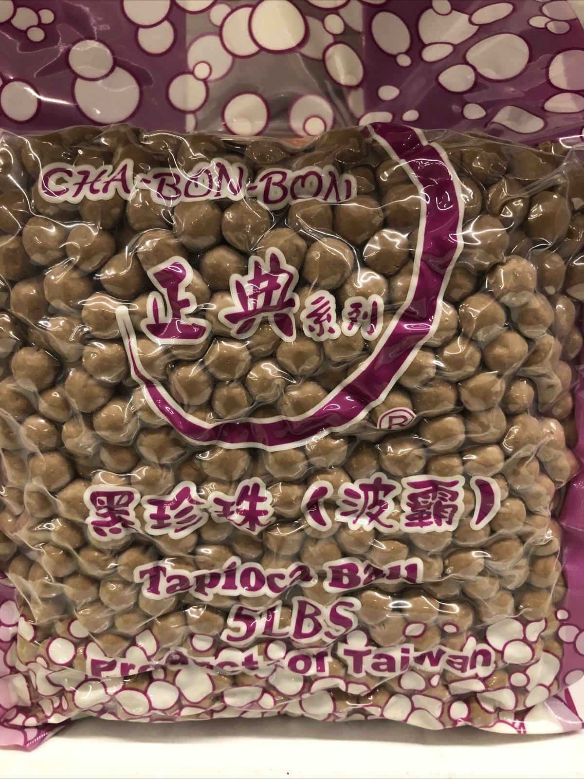 Chabonbon Tapioca Black Pearl Chewy Black (Boba) Made In Taiwan 5 Lb