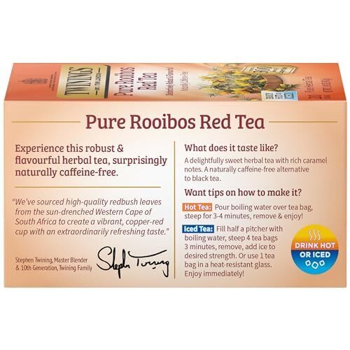 3 Pack – Twinings Pure Rooibos Red Herbal Tea Bags – Caffeine Free – 20 Count