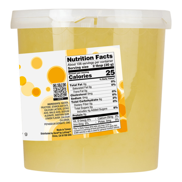 Tea Zone Lemon Popping Pearls/Bursting/Popping Boba (B2064, 7 lbs) for Boba Tea