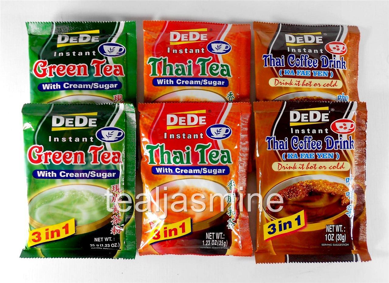 6 Pouches 1.23 Oz. DeDe Instant Drink THAI TEA Serve Hot or Cold Ready in Secs!