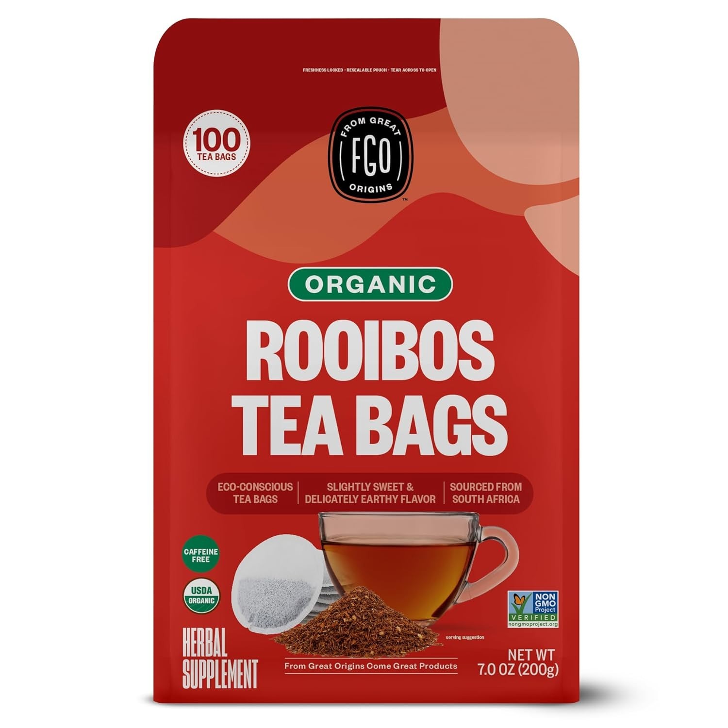 100 Eco-Conscious Rooibos Tea Bags – Herbal, Caffeine Free, Organic Goodness