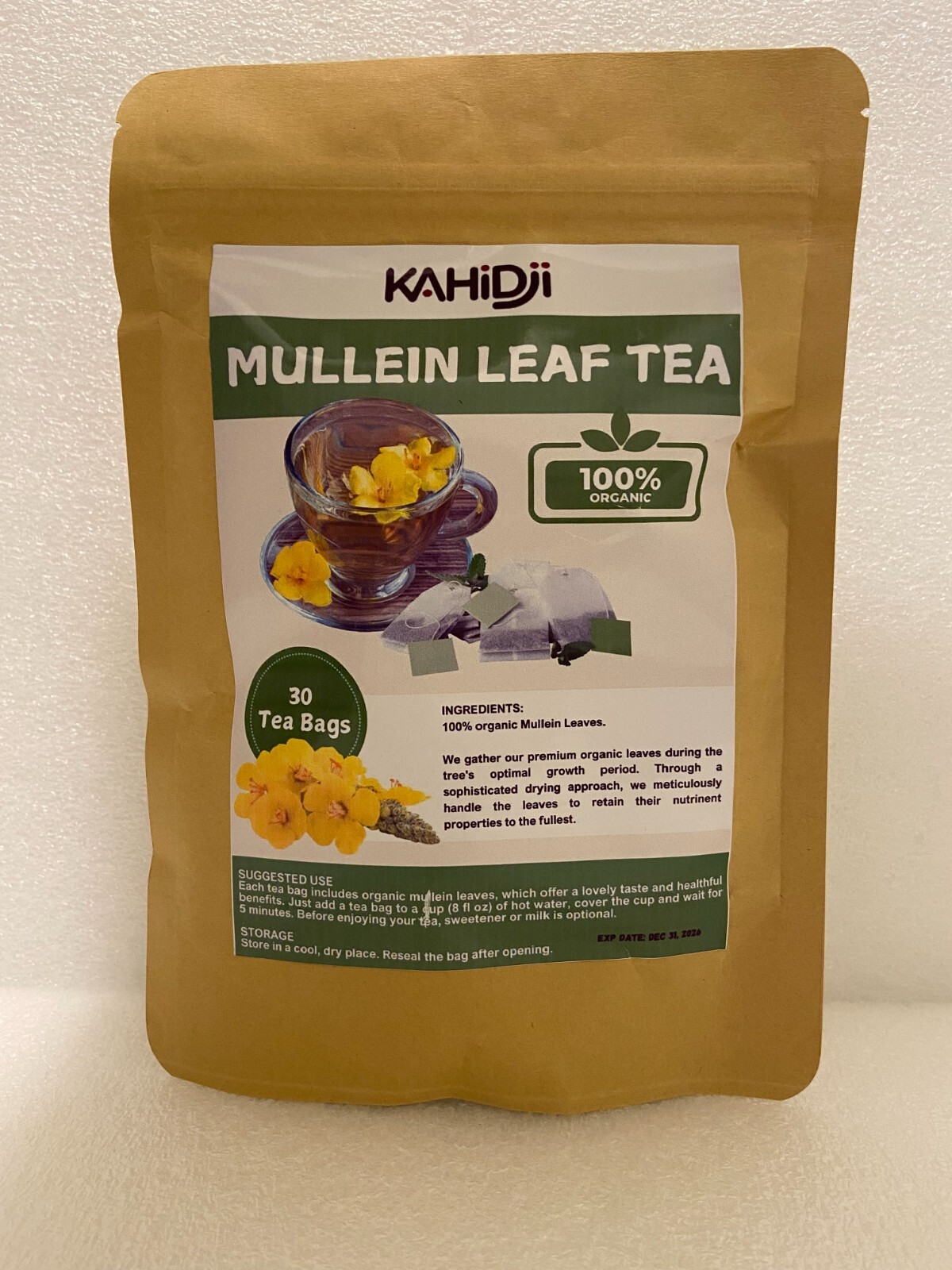 Mullein Leaf Tea Made with 100% Pure Mullein Leaves, for Lungs Cleanse 30 Bags.