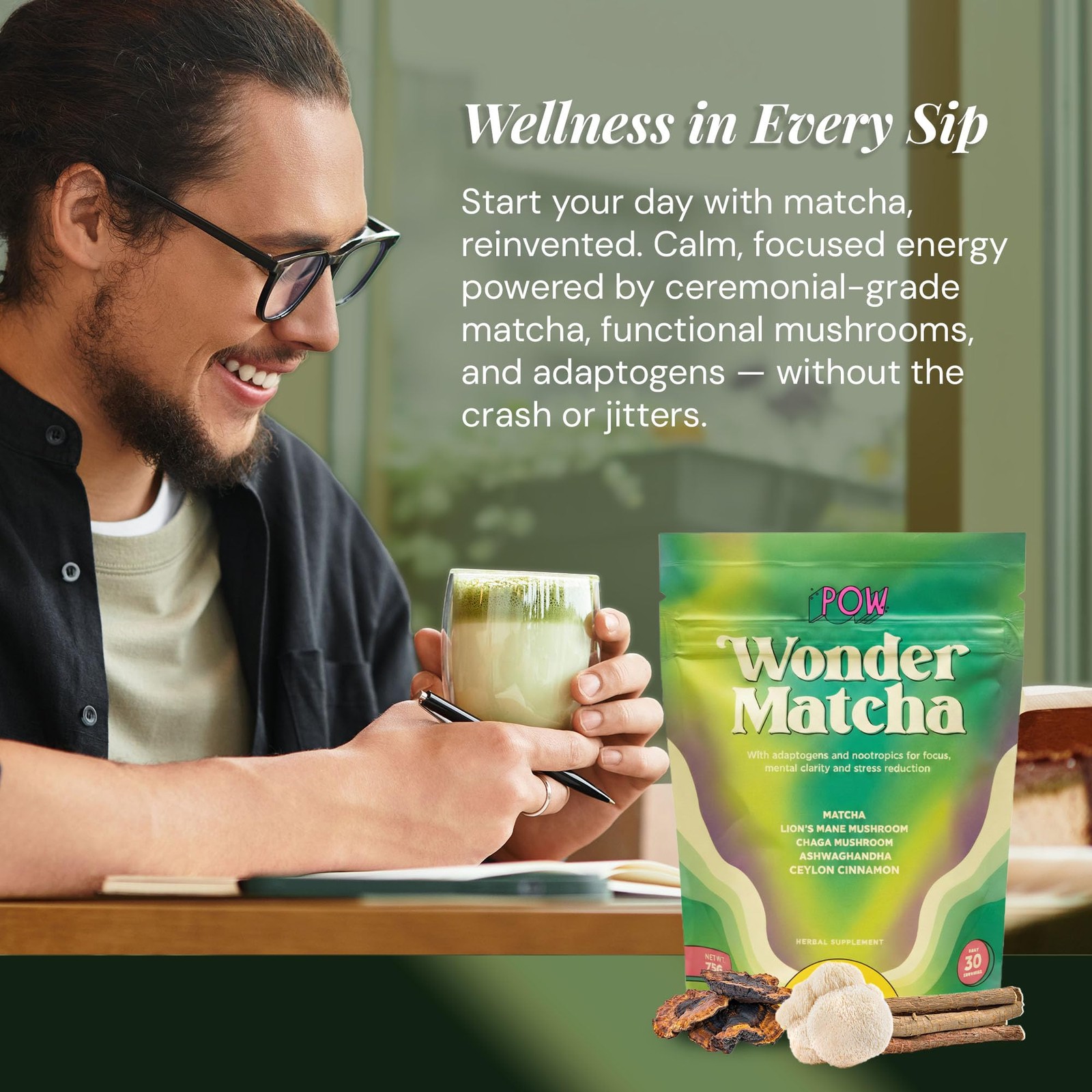 Wonder Matcha – Functional Mushroom Matcha Powder – Organic Ceremonial Grade …