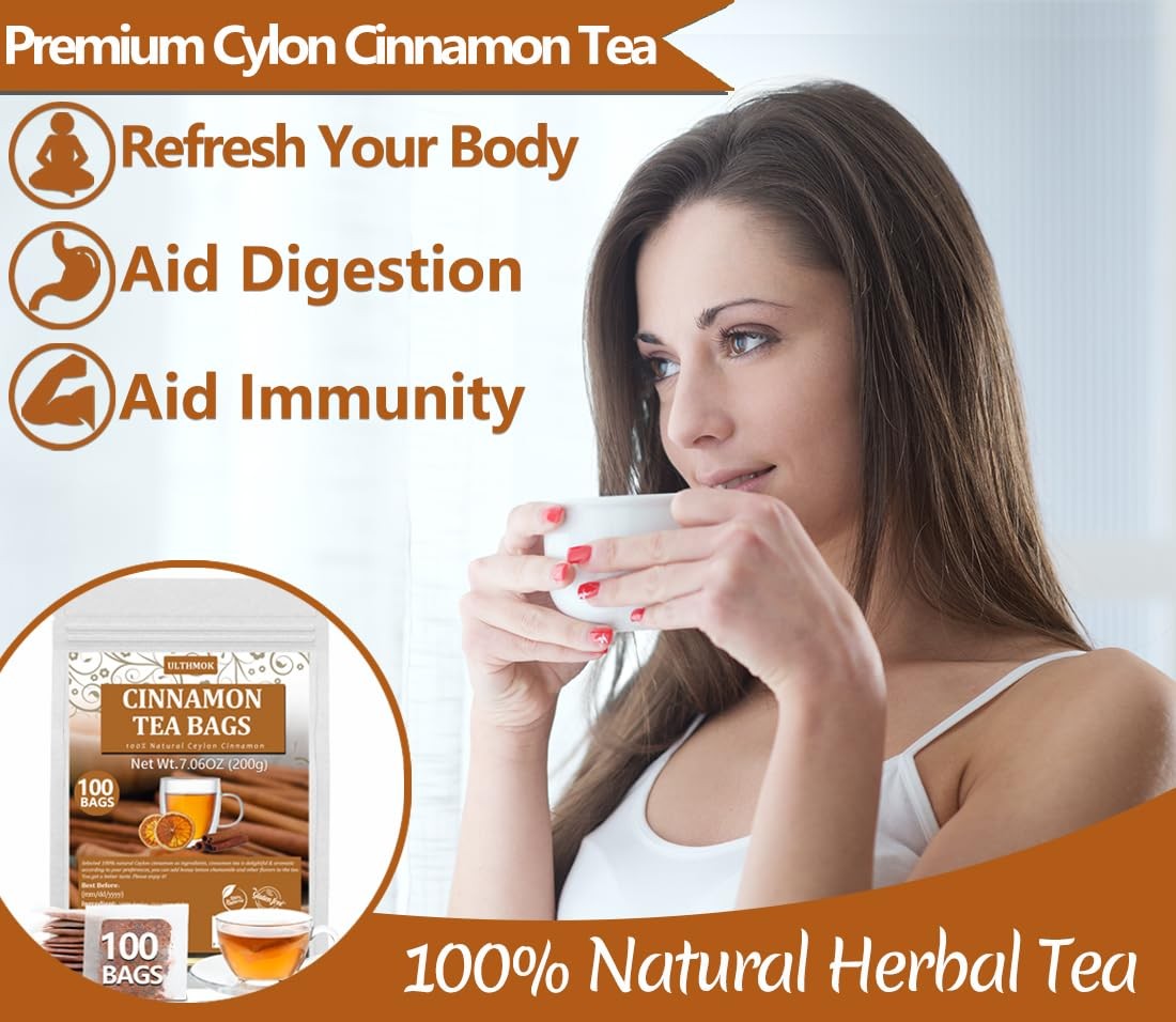 Premium 100 Pure Ceylon Cinnamon Tea Bags, Made with 100% Ceylon Cinnamon Sticks