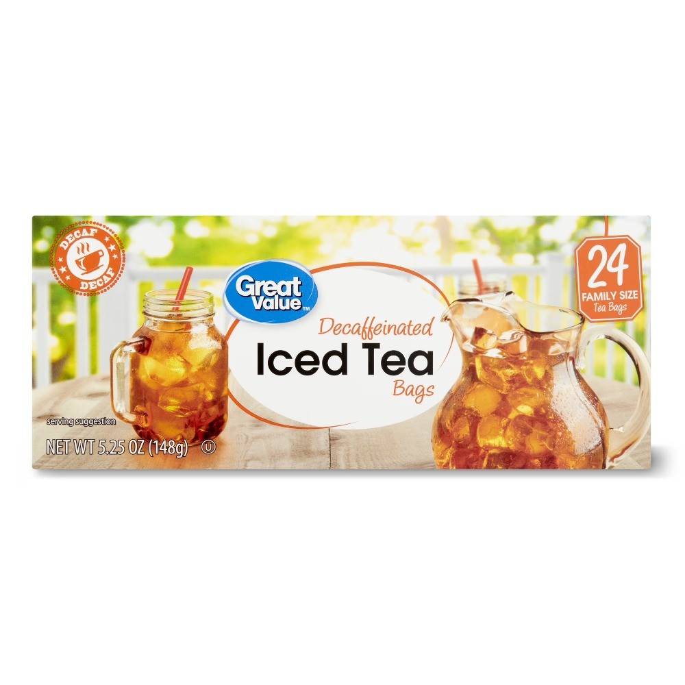 (6 pack) Great Value Decaffeinated Iced Tea Bags, 24 Count