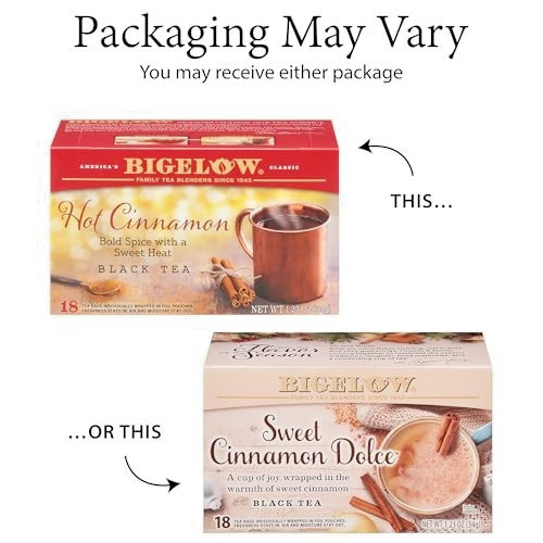 Bigelow Sweet Cinnamon Dolce Black – 18 Bags Per Box – (1) Boxes = 18 Bags Total