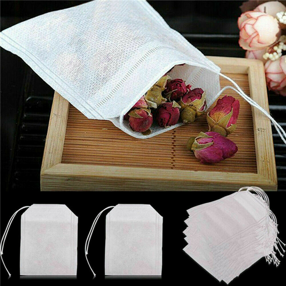 200X Empty TEABAGS Non-Woven String Heat Seal Filter Paper Herb Loose Tea Bag US