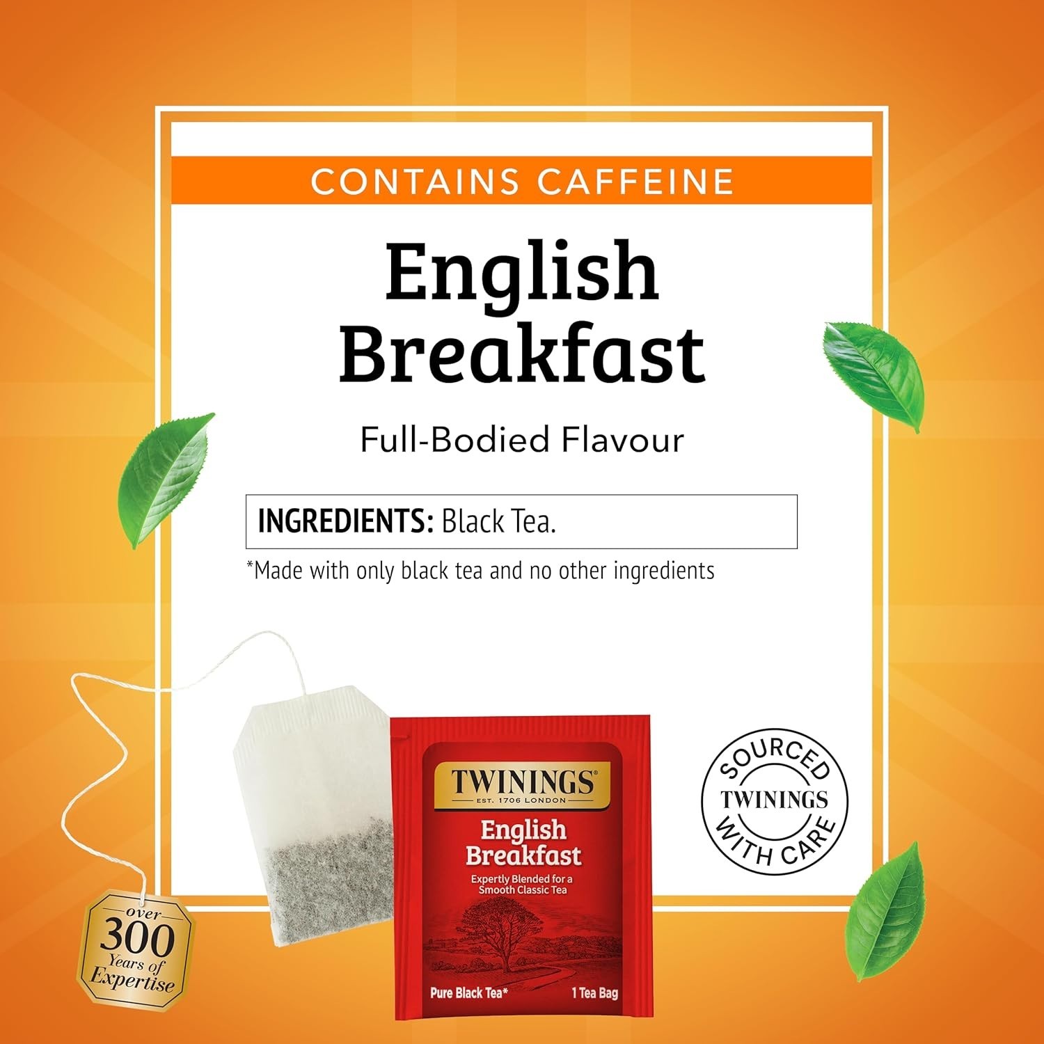 Individually Wrapped English Breakfast Tea Bags – 100 Count, Caffeinated Delight