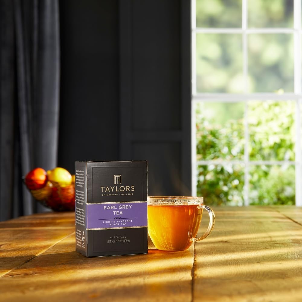 50 Count Earl Grey Black Tea Bags, Perfectly Caffeinated, Allergen-Free, Natural