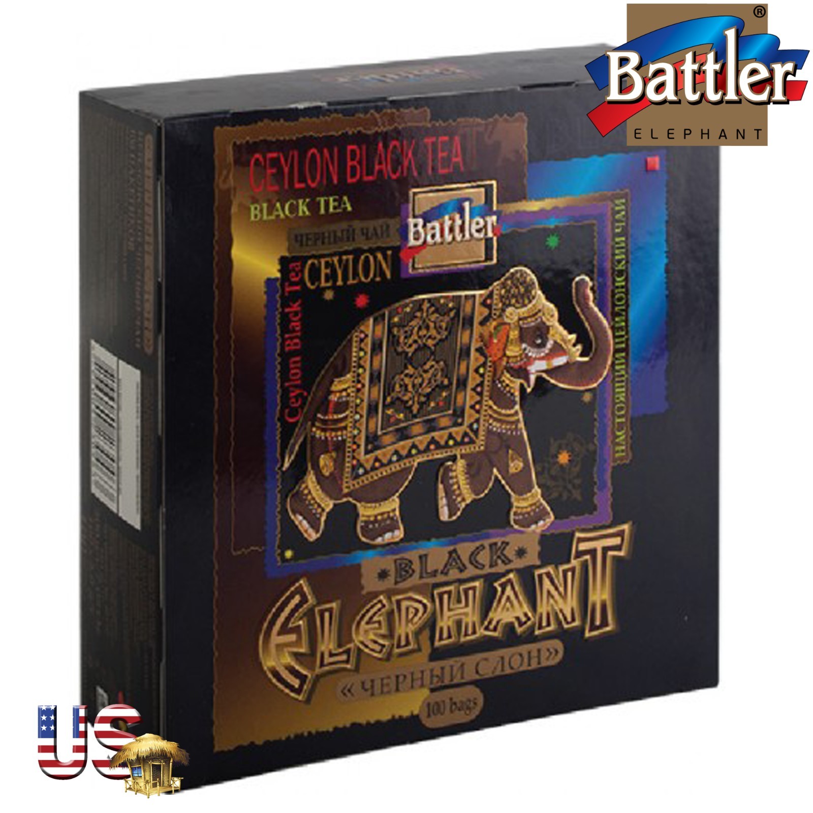 Ceylon Pure Black Battler Tea Black Elephant 100 tea Bags 200 g From sri Lanka