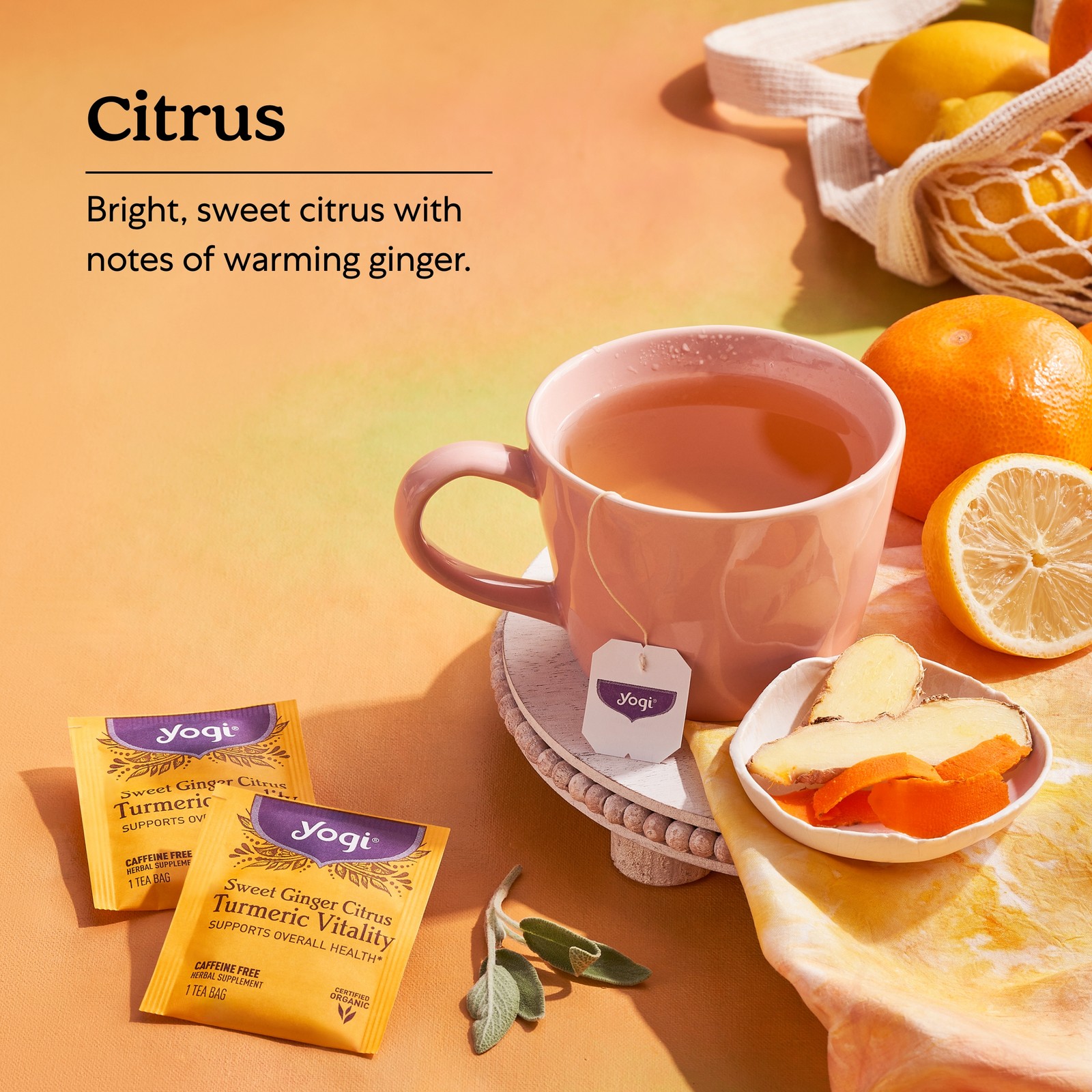 Yogi Tea – Sweet Ginger Citrus Turmeric Vitality (4 Pack) – 64 Tea Bags