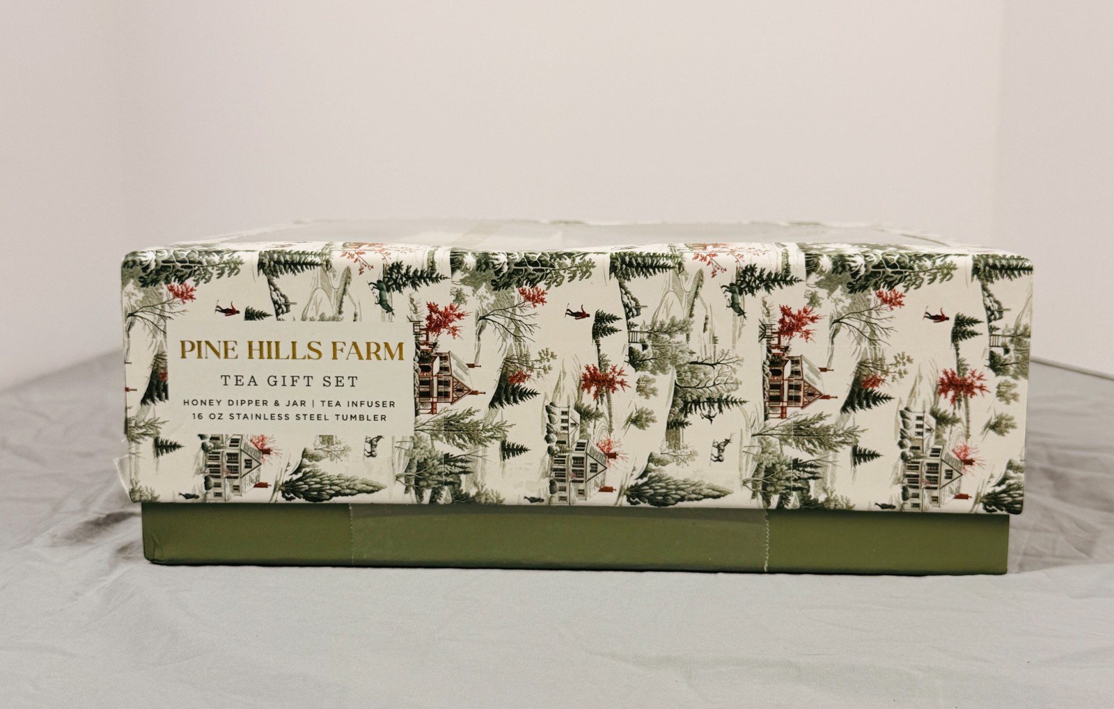 Pine Hills Farm Tea Gift Set w/Infuser, Honey Dipper & Jar, & 16oz Tumbler – NEW