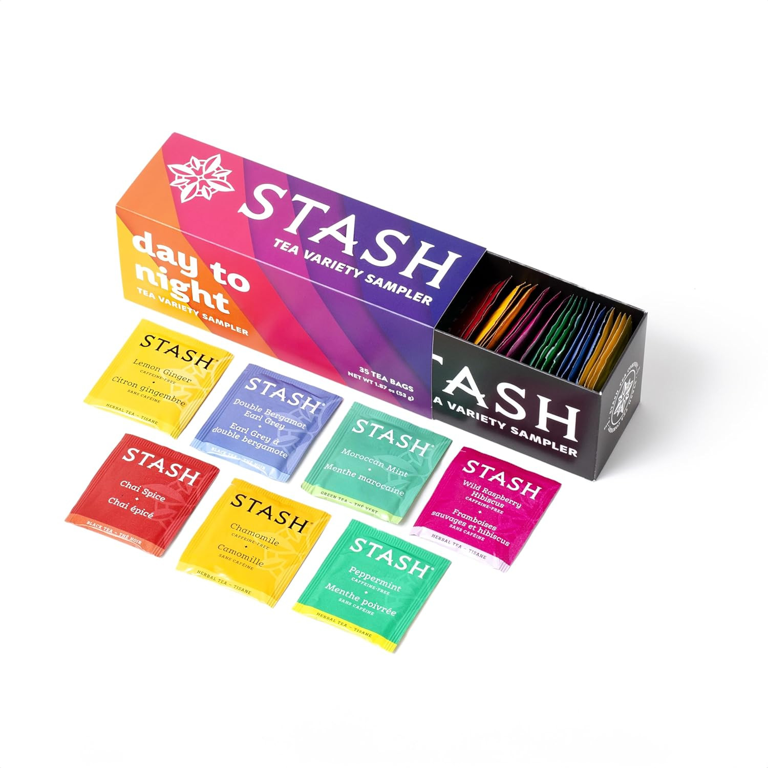 Stash Tea Day to Night Tea Sampler – Assorted Specialty Tea Gift Set, High to No