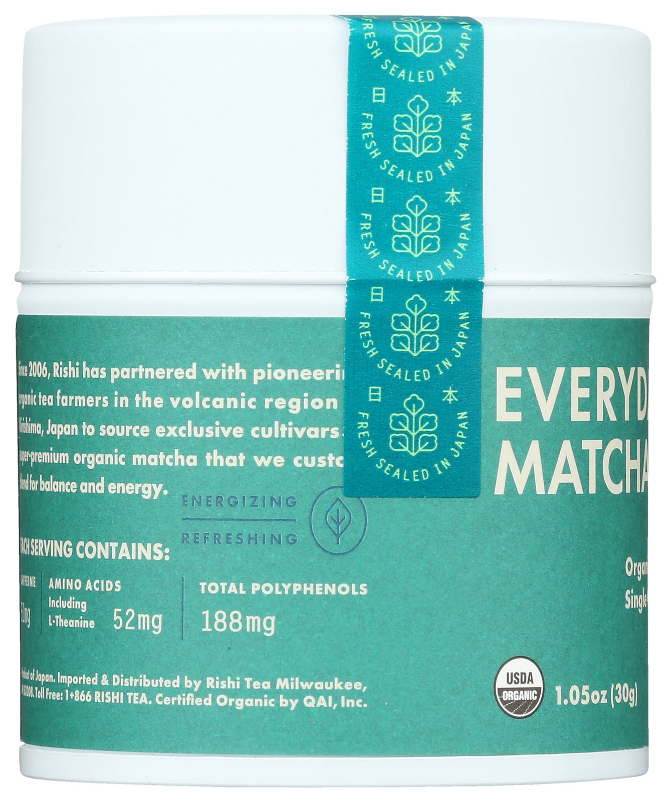 Rishi Organic Everyday Matcha Green Tea Powder 1.05 Oz Chocolate 6 Pack