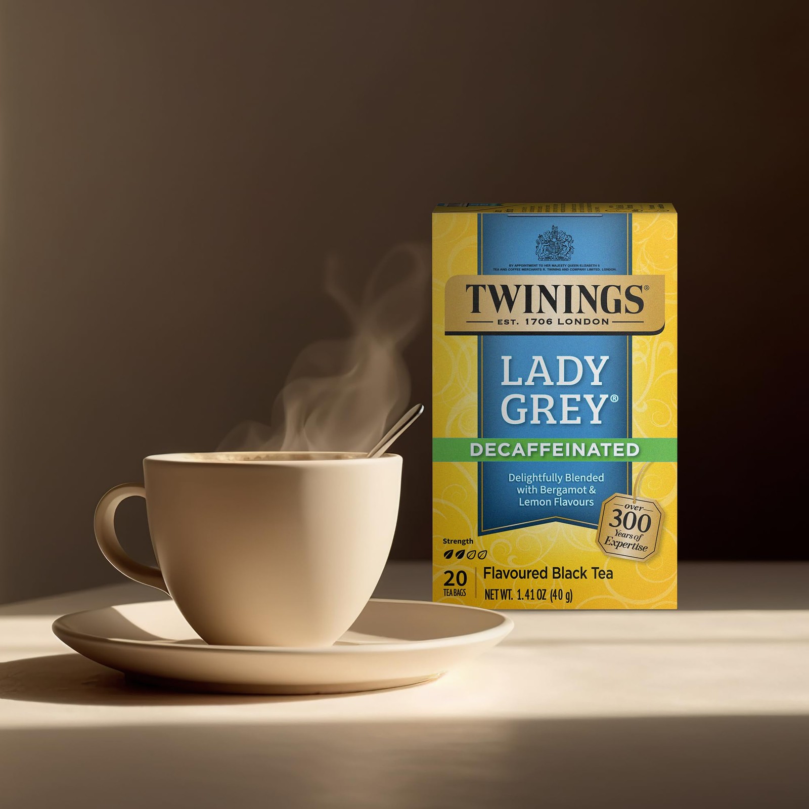 Twinings Decaffeinated Lady Grey Orange Lemon Peel Black Tea 20 Count Pack