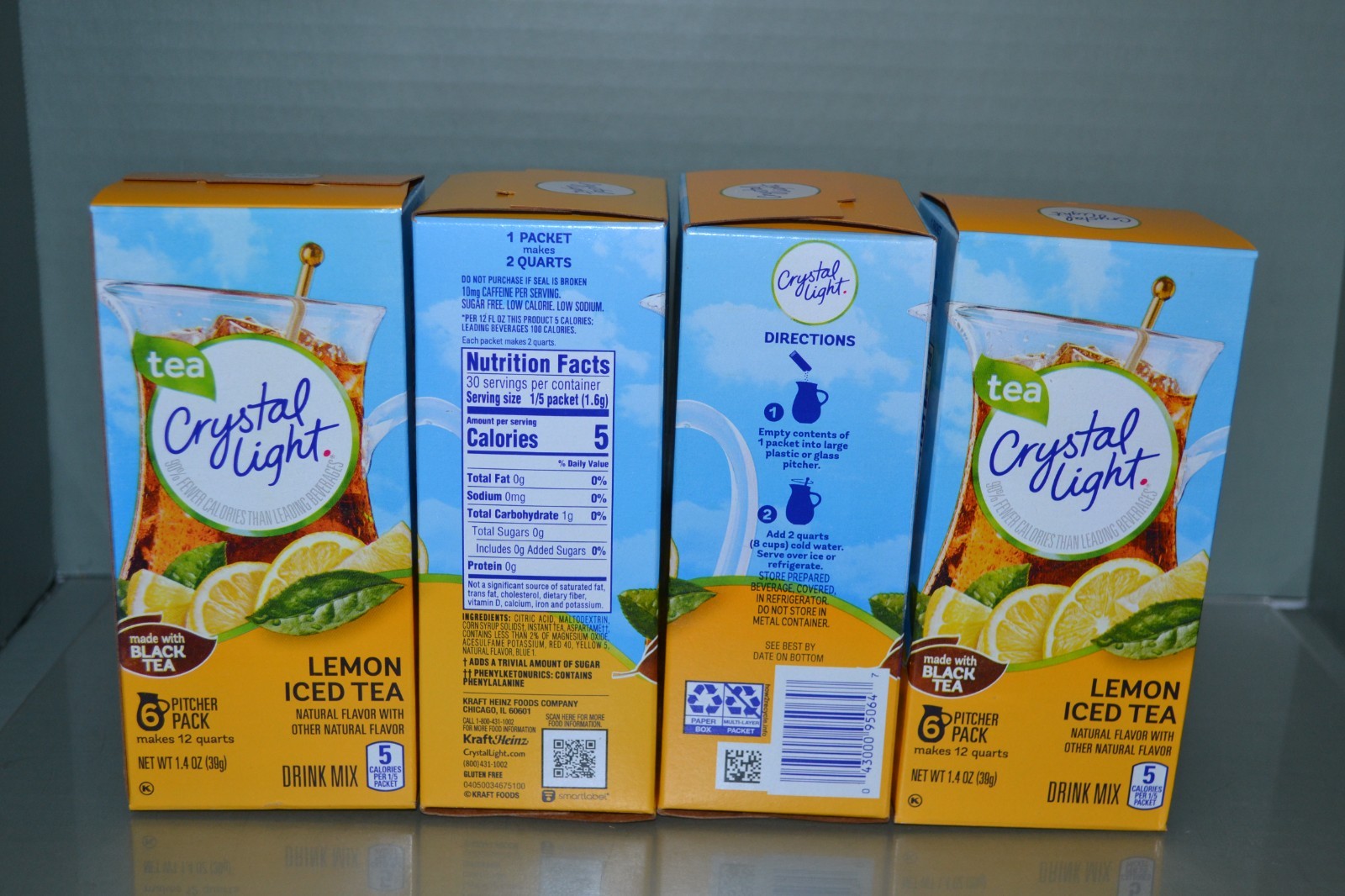 (4) Crystal Light Lemon Iced Tea Drink Mix, 6 – 12-Quart Packets Each, BB 04/27