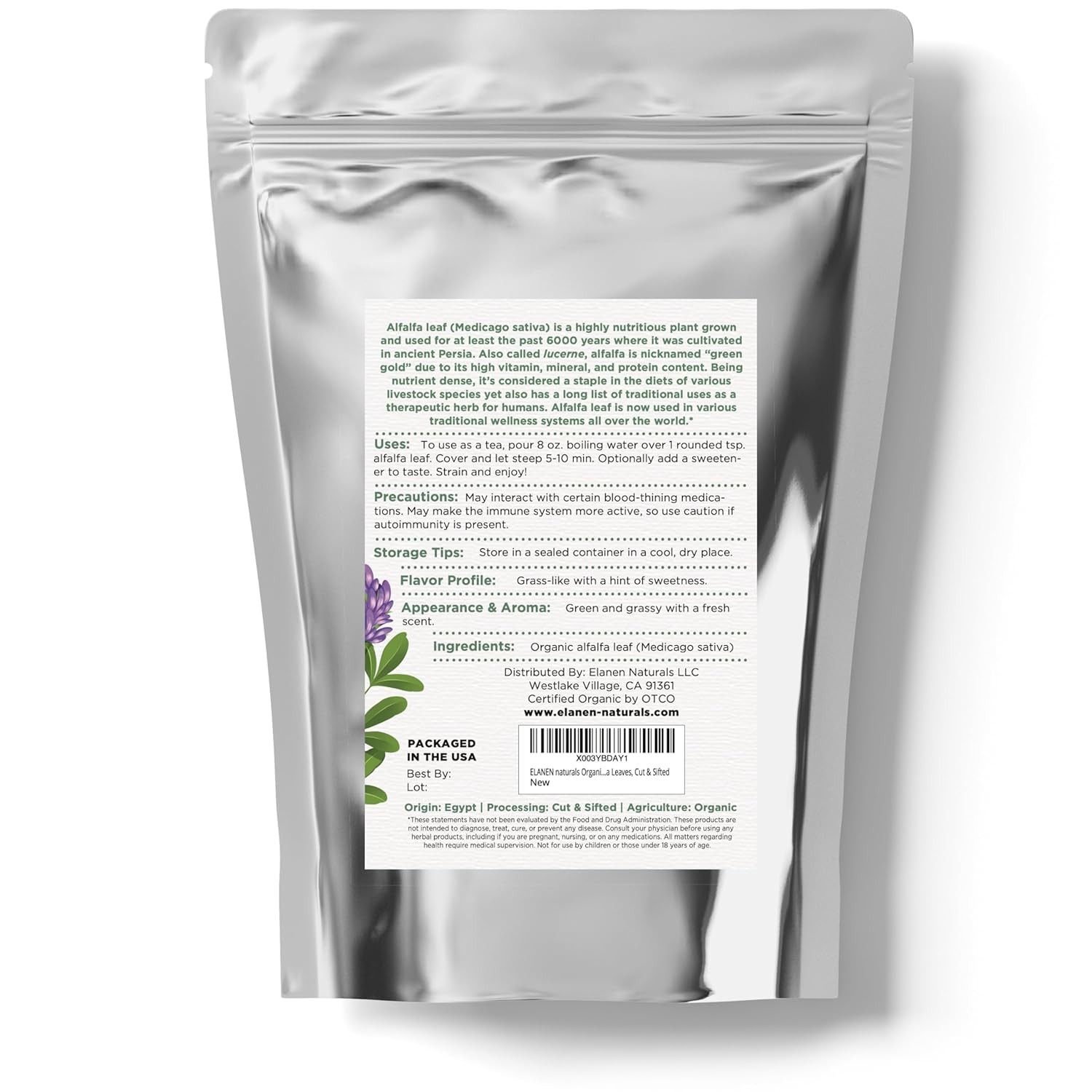 Organic Alfalfa Leaf 4 oz. (113g), USDA Certified Herb Loose…