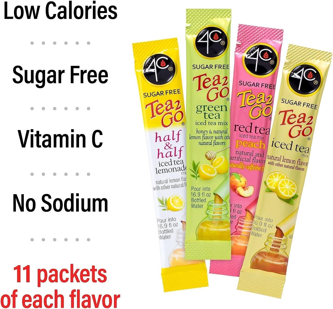 Powder Drink Mix Packets, Iced Tea Variety 1 Pack, 44 Count, Singles Stix On …