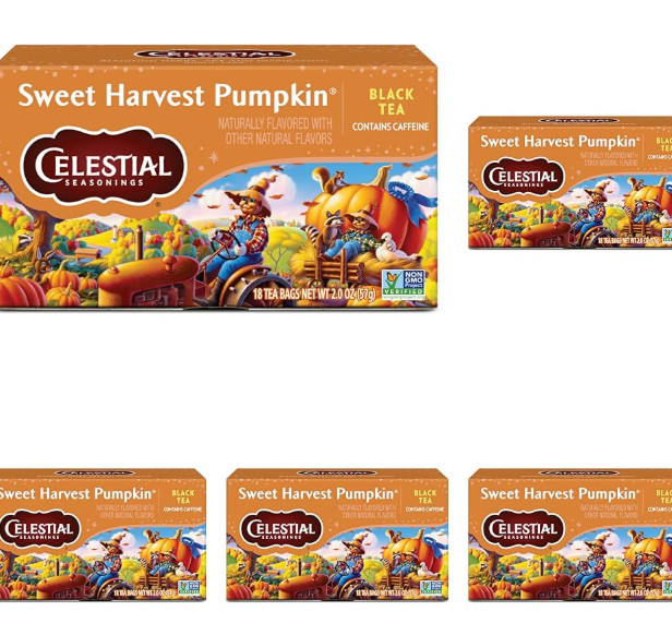 Lot Of 6 Celestial Sweet Harvest Pumpkin Black Tea 18 Tea Bags BB: 8/07/2027