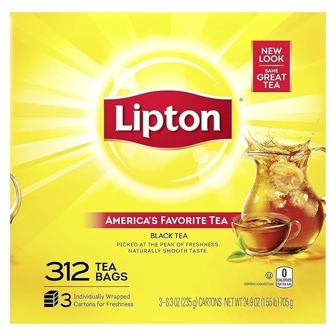 Liptons Black Tea Bags,HOT or ICED, 312 Count, Individually Wrapped, 24.9 oz