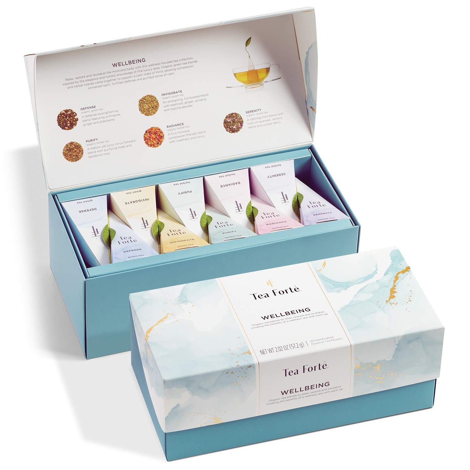 Premium Tea Gift Set – 20 Count Assorted Blends, Individually Wrapped Pyramid In