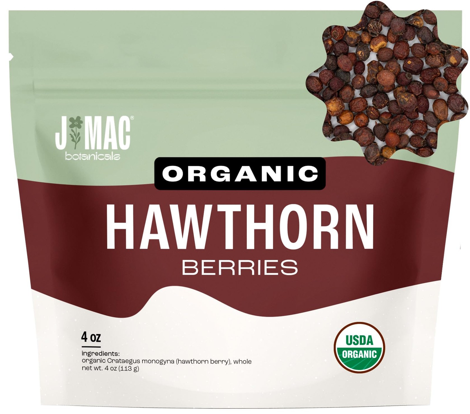 J Mac Botanicals, Organic Dried Hawthorn Berries Whole 4 oz Hawthorn berry fr…