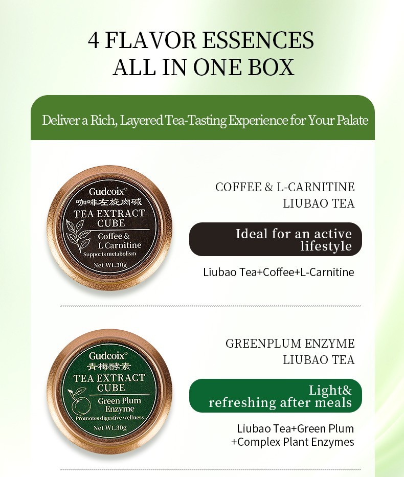 Herbal Tea Extract Cube Gift Set 4 Flavors Concentrated Tea Cubes Premium Box