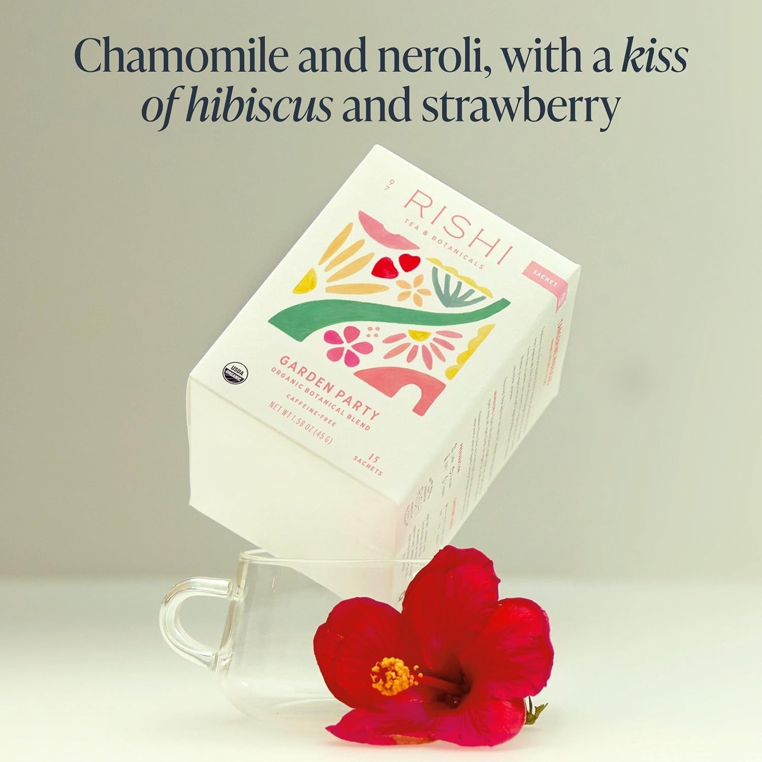 Rishi Tea Garden Party Herbal Tea – Organic, Caffeine Free Sachet Bags, Chamomil