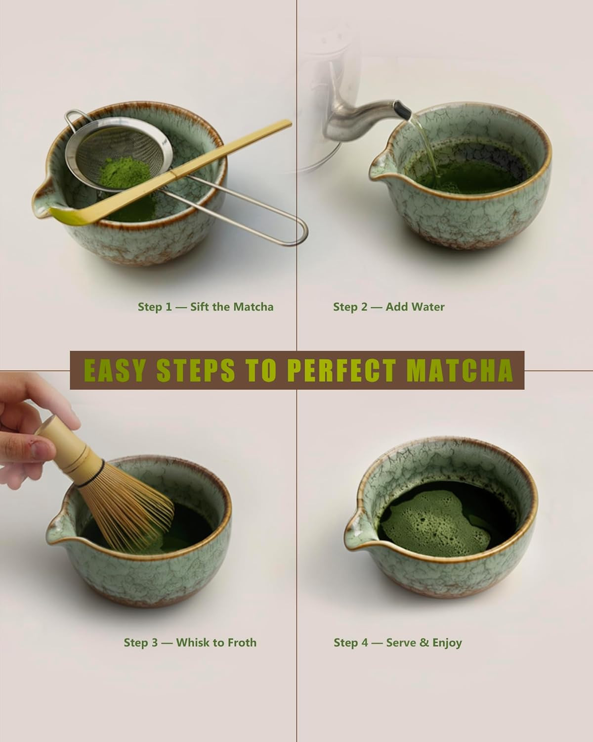 Matcha Set Kit–Matcha Starter Kit with Bowl and Whisk,Complete Matcha Tea Set wi