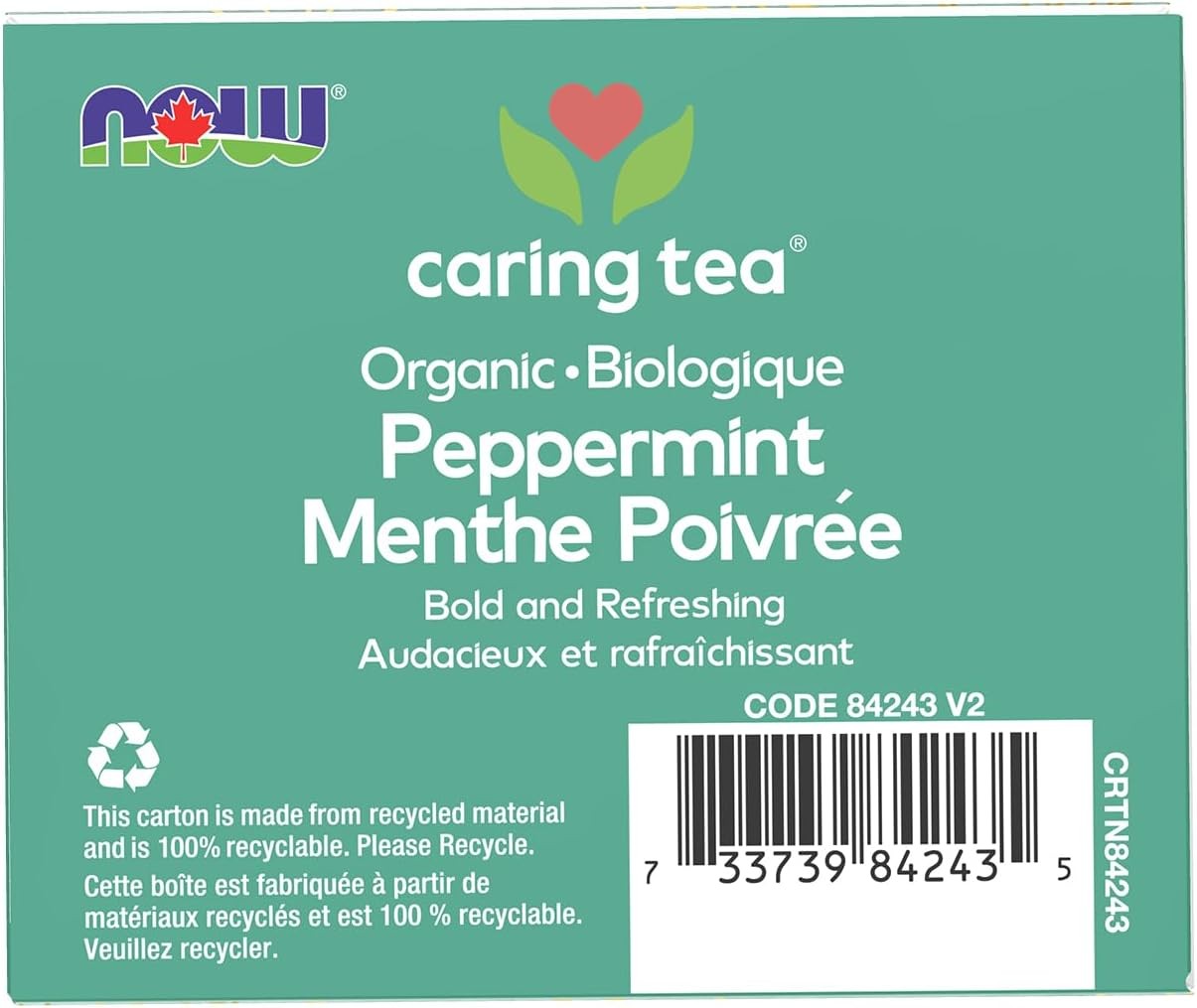 NOW Organic Peppermint Tea 24 Tea Bags – Organic and Non-GMO