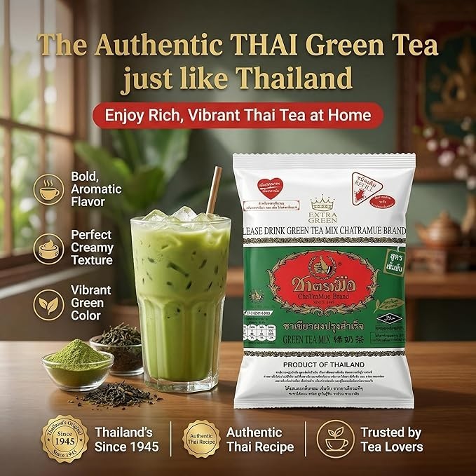 Chatramue Green Tea Mix Extra Green Formula Number One Brand , Re-Fill Bag 180g