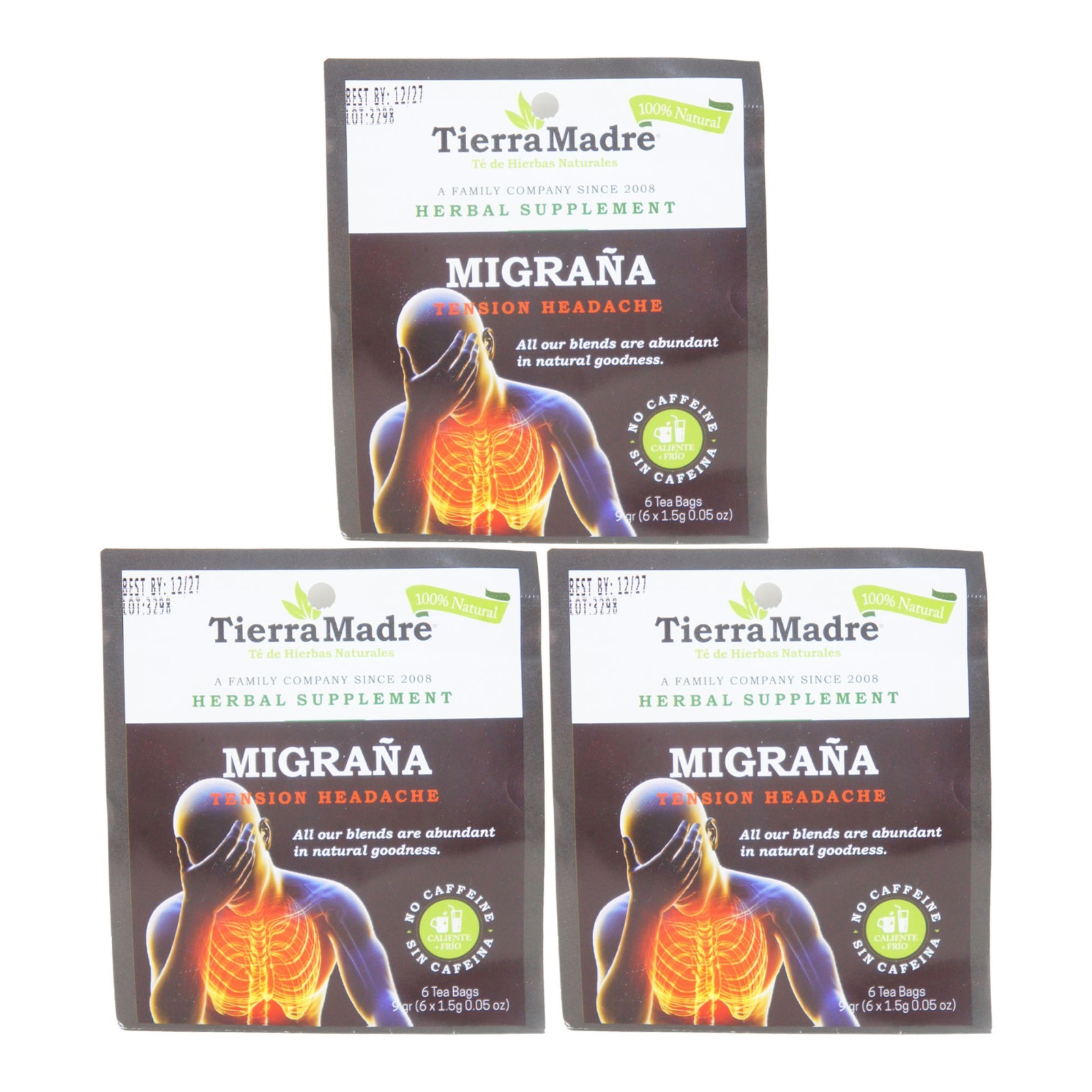 Tierra Madre Tension Headache Migraine Herbal Supplement Tea – 1.5G (3 Pack)