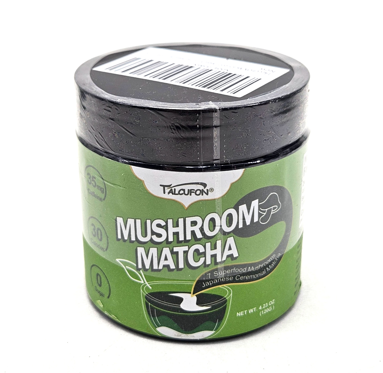 2 TALCUFON 7 Mushroom Japanese Matcha Hot or Cold Latte 4.23 Oz, 7 Superfood GF