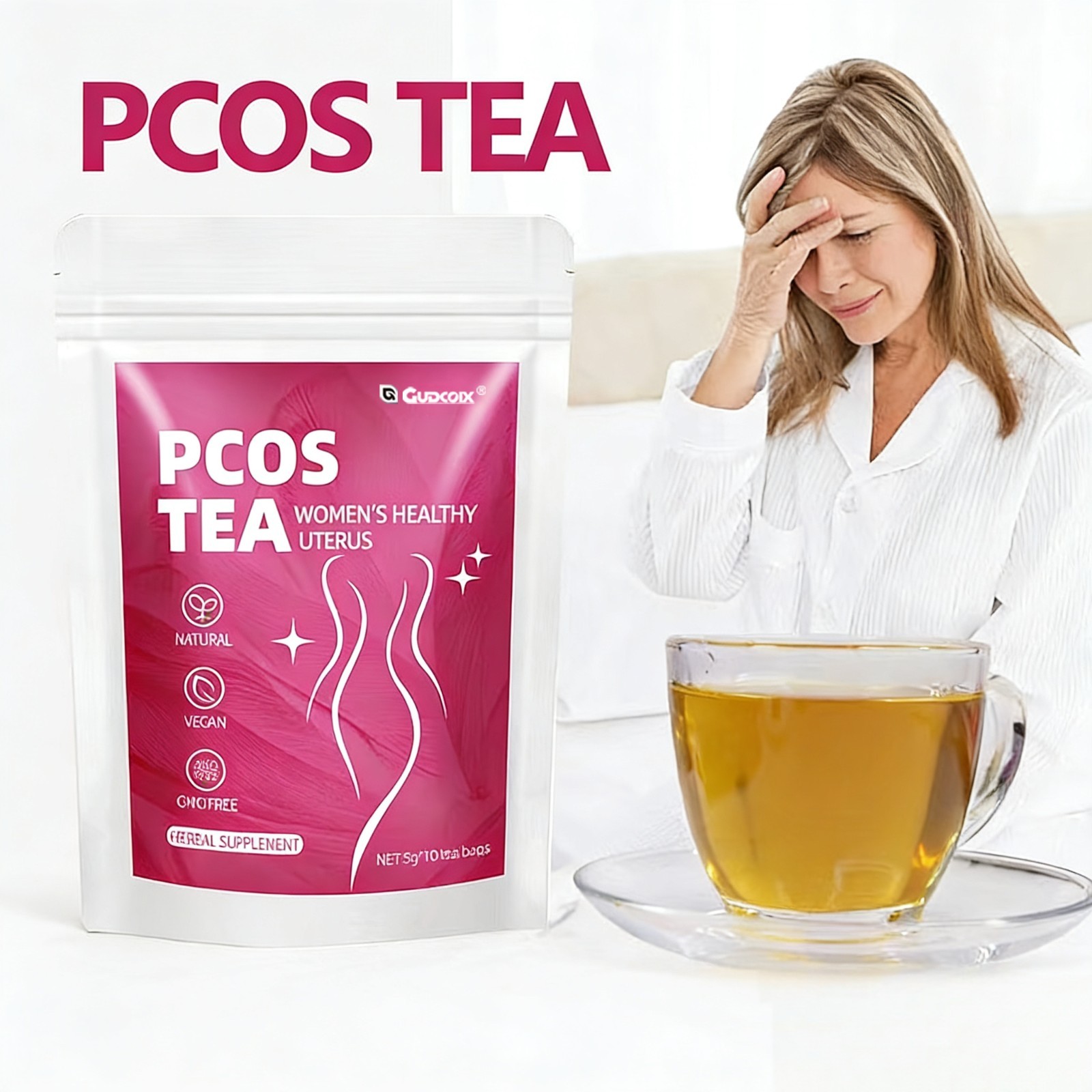 PCOS Herbal Tea–Hormone Balance Support –Natural Detox & Wellness – 20 Tea Bags