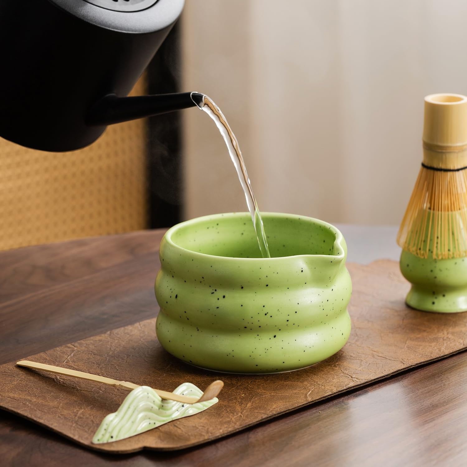 7Pcs Japanese Matcha Tea Set, Matcha Kit with Matcha Bowl (with Pouring Spout…