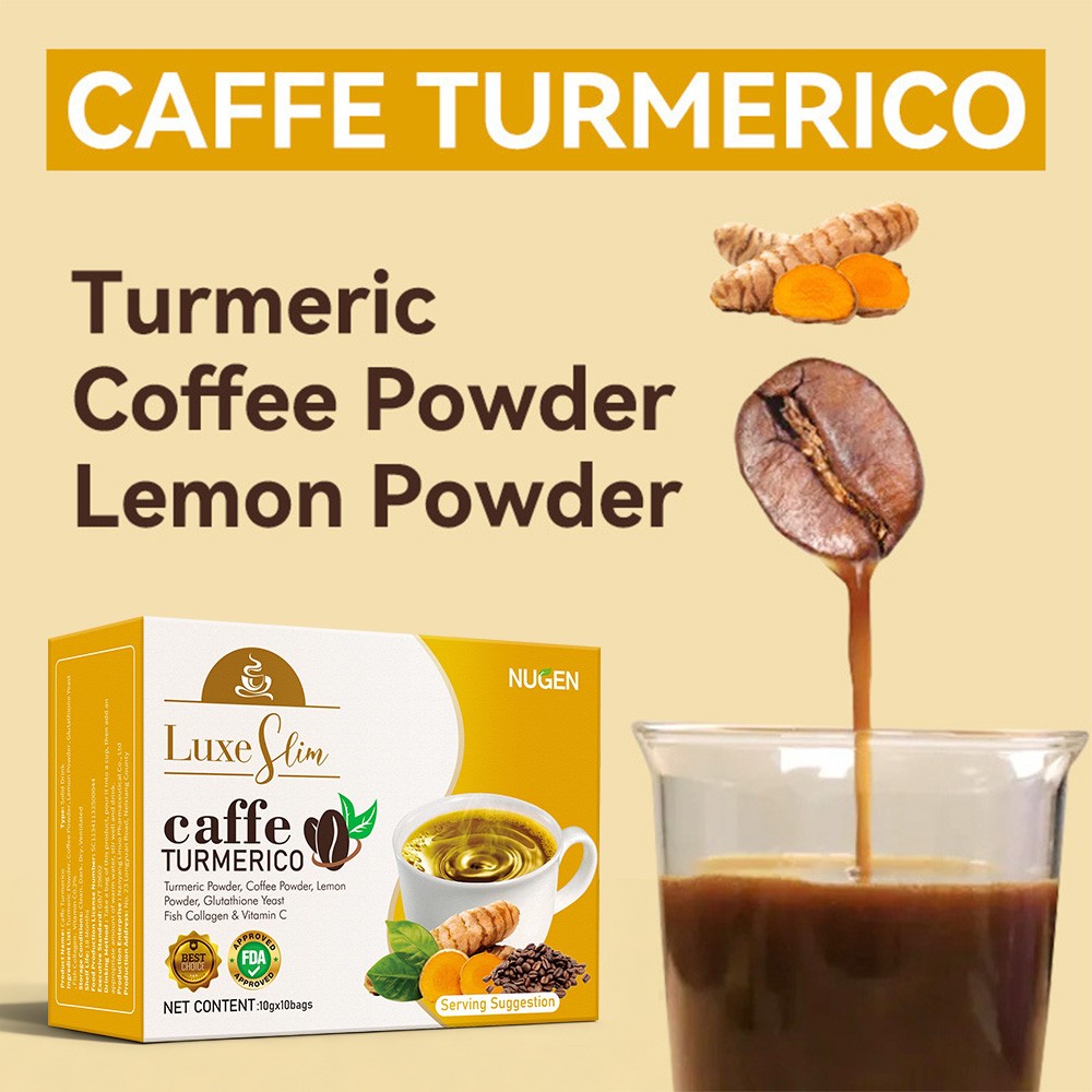 4-in-1 Tea Bags Turmeric Coffee Lemon Powder,Glutathione,Fish Collagen&VitaminC