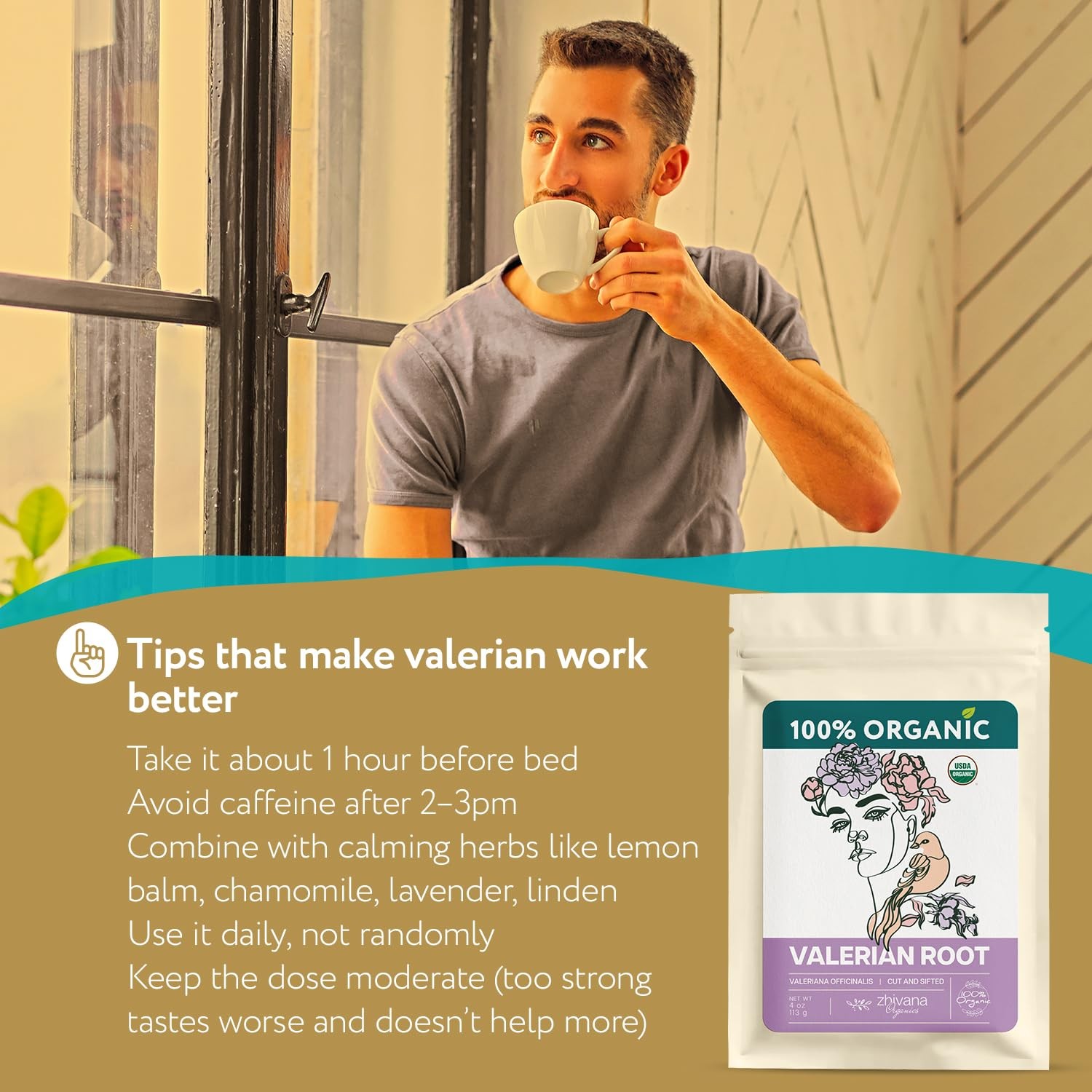 Valerian Root Tea Organic 40 Tea Bags Valeriana Herb – Calming Herbal Infusi…