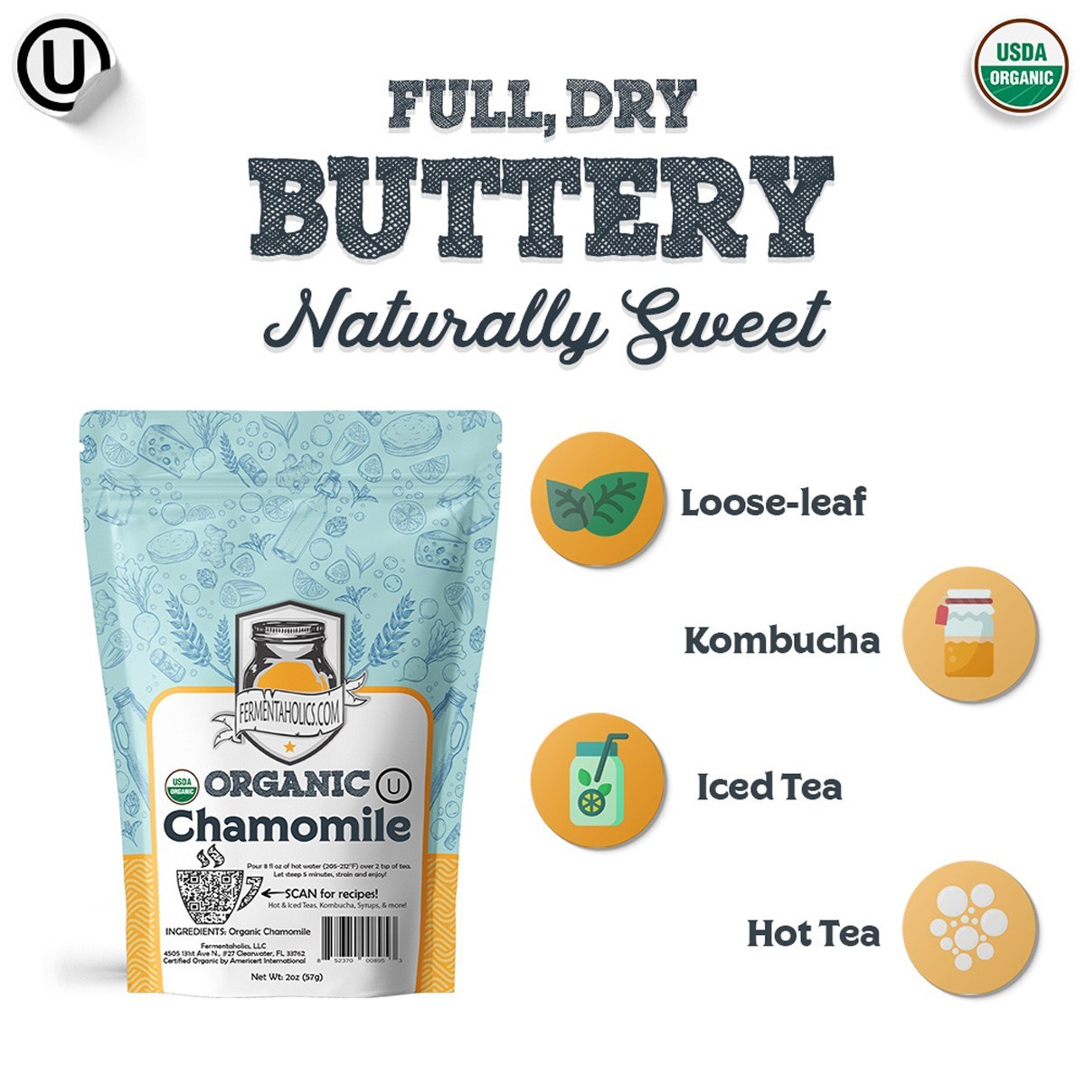 Fermentaholics USDA Certified Organic Chamomile Flowers