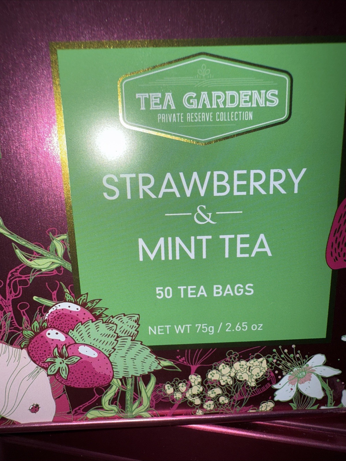 TEA GARDENS 🍓 STRAWBERRY MINT GREEN TEA 2 Boxes= 100 Tea Bags BB=02/2027
