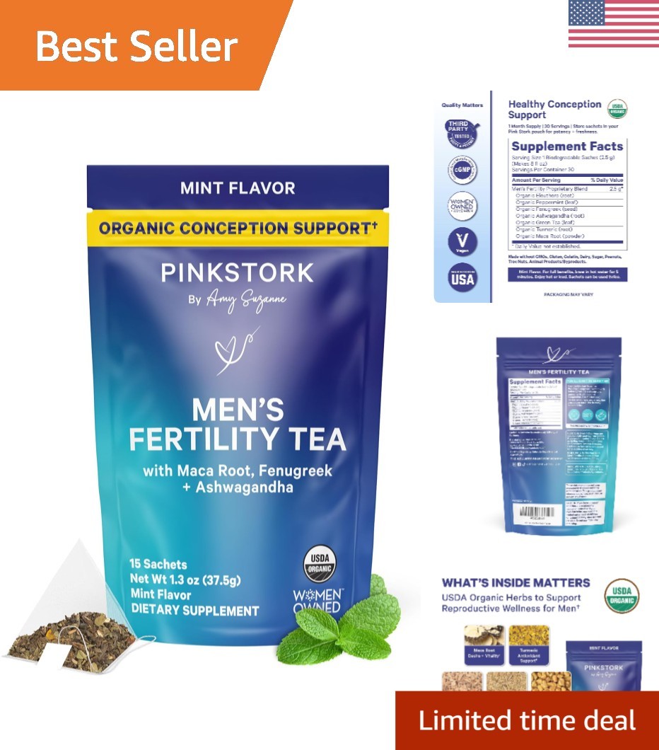 BlueStork Men’s Organic Fertility Tea – 15 Sachets for Male Reproductive Health