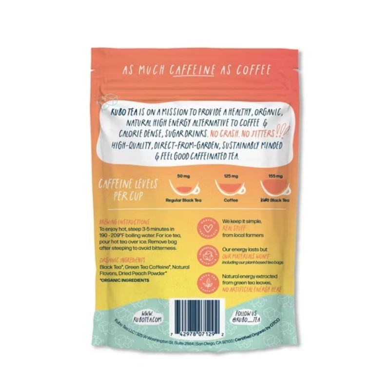 Organic High Caffeine Peach Mango Iced Black Tea Bags – 20ct