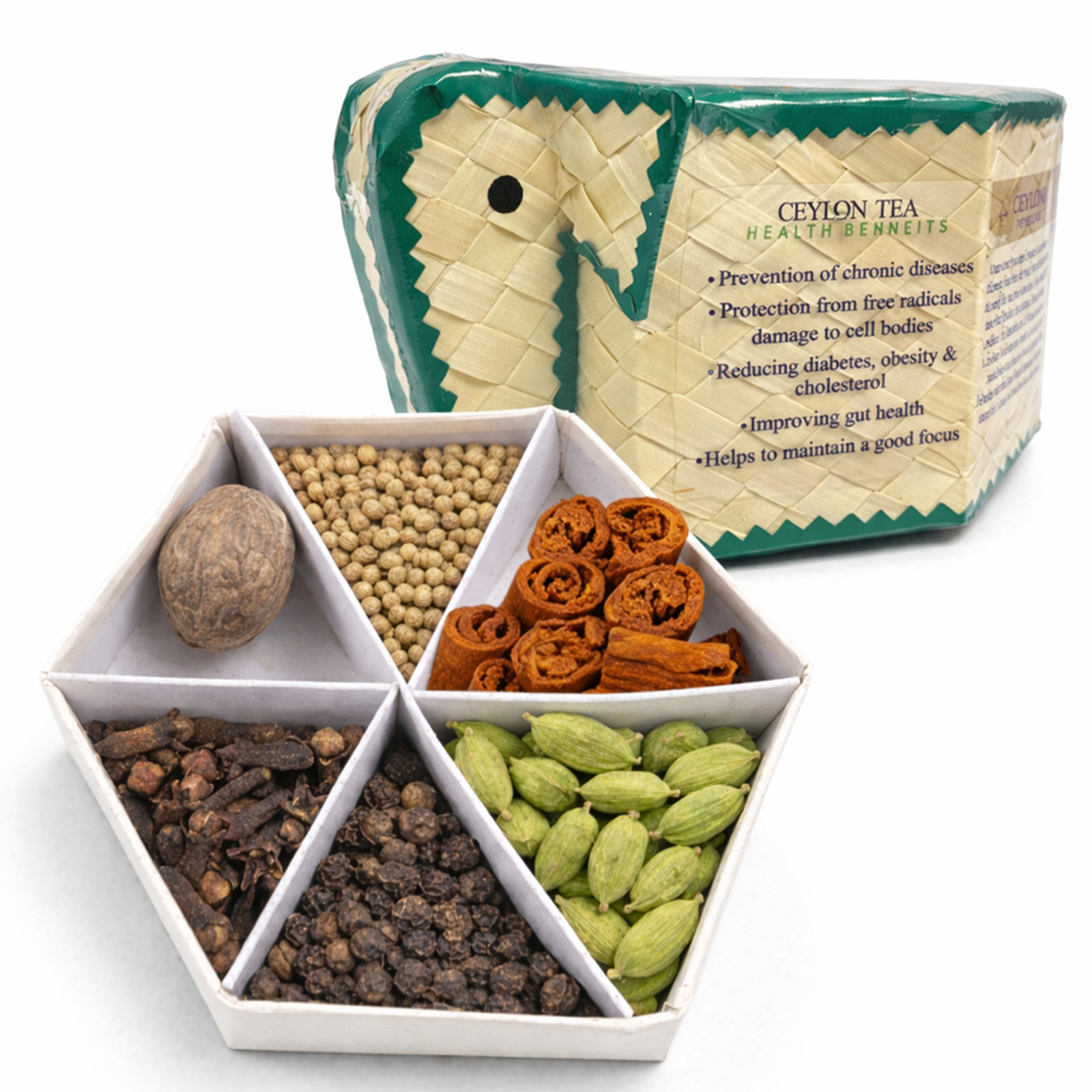Ceylon Black Tea & Spice Kit DIY Masala Chai Gift Set 2 Handwoven Boxes