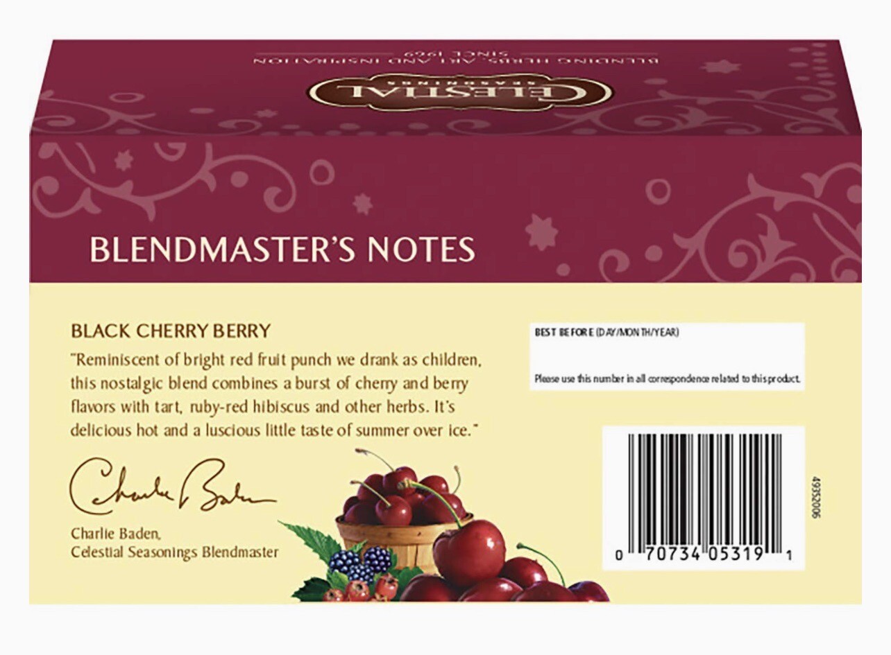 Celestial Seasonings Herbal Tea, Black Cherry Berry, 20 Count (Pack of 1)
