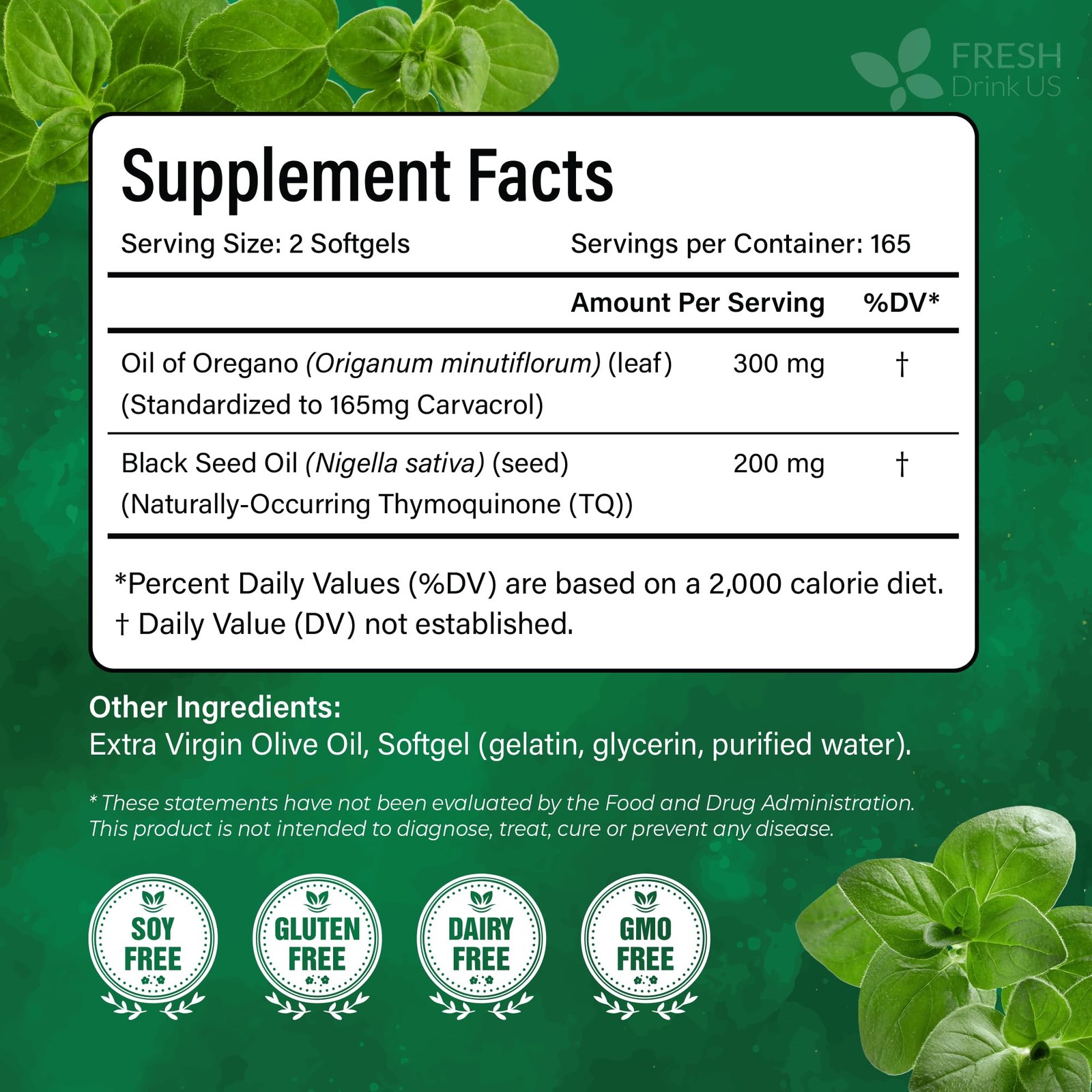 Premium Oregano Oil Softgels | 330 Count | Blend of 300mg Oregano Oil,Natural