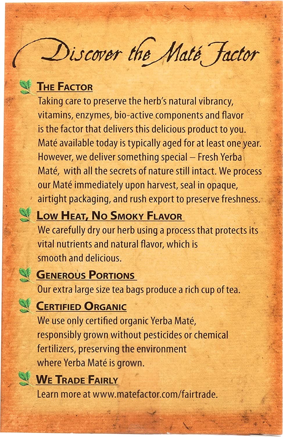 The Mate Factor Organic Yerba Mate Tea Chai 20 Tea Bags