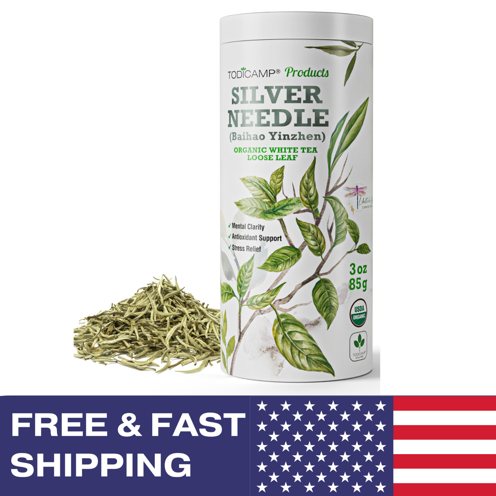 TODICAMP White Tea Organic Silver Needle Tea – 3 Oz