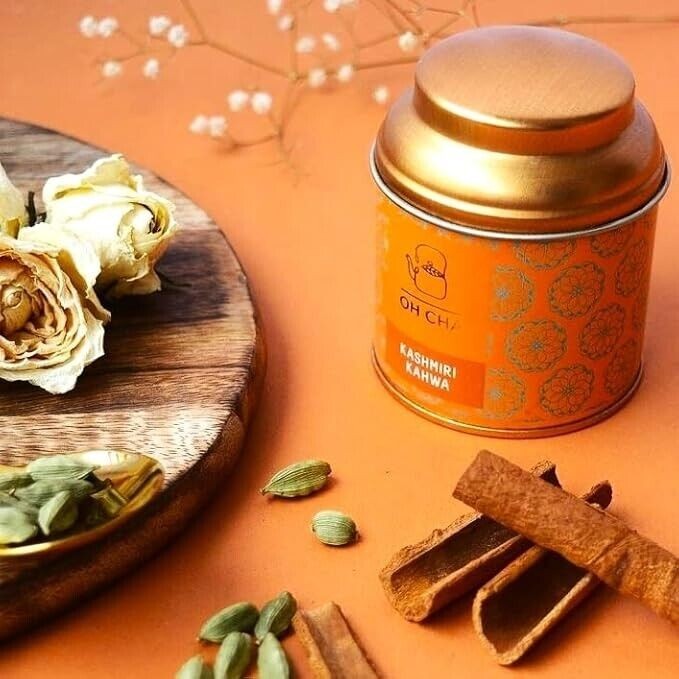OH CHA Kashmiri Kahwa Detox Desi Kahwa Green Tea, 35Gms Blended With Saffron.